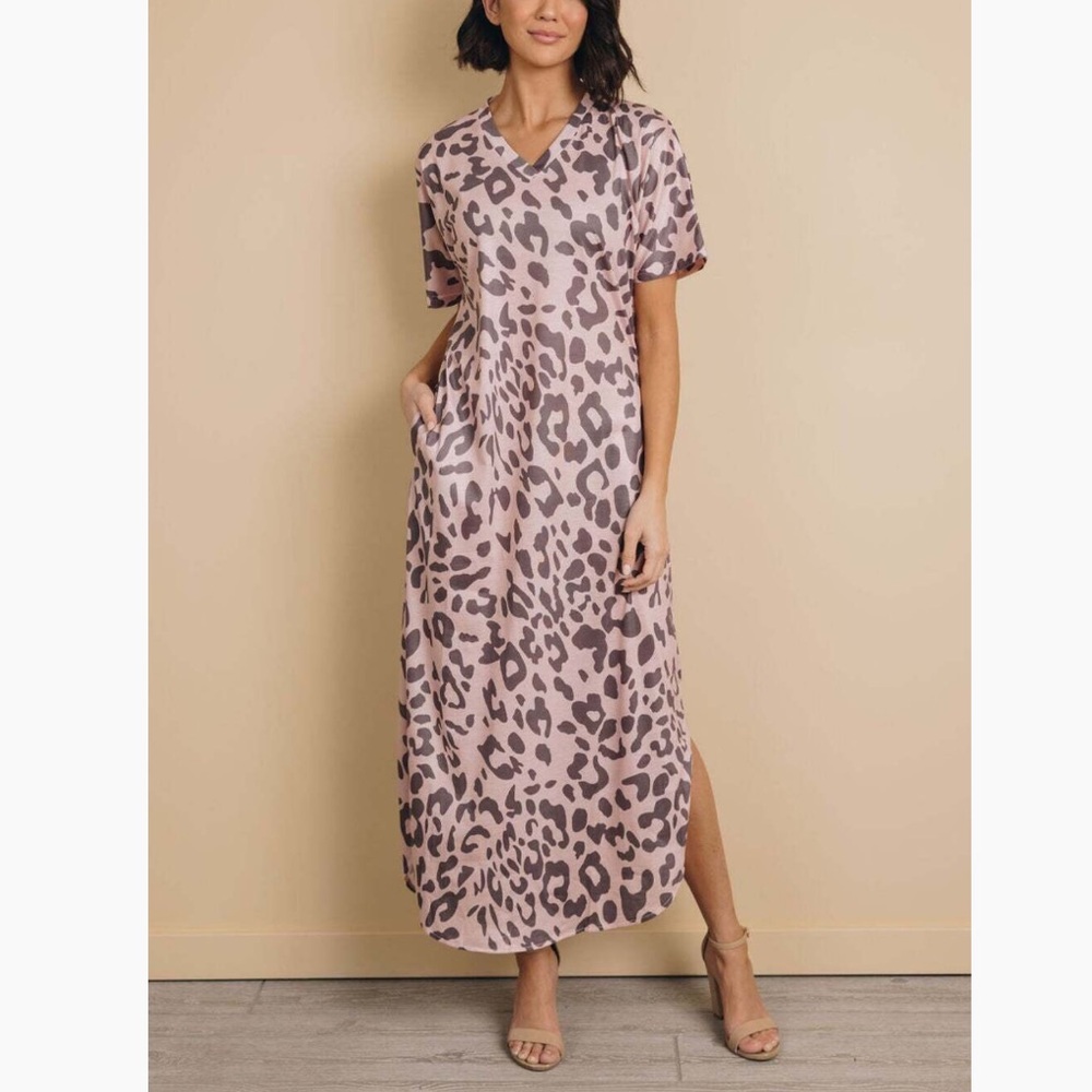 Leopard Print Maxi Dress New